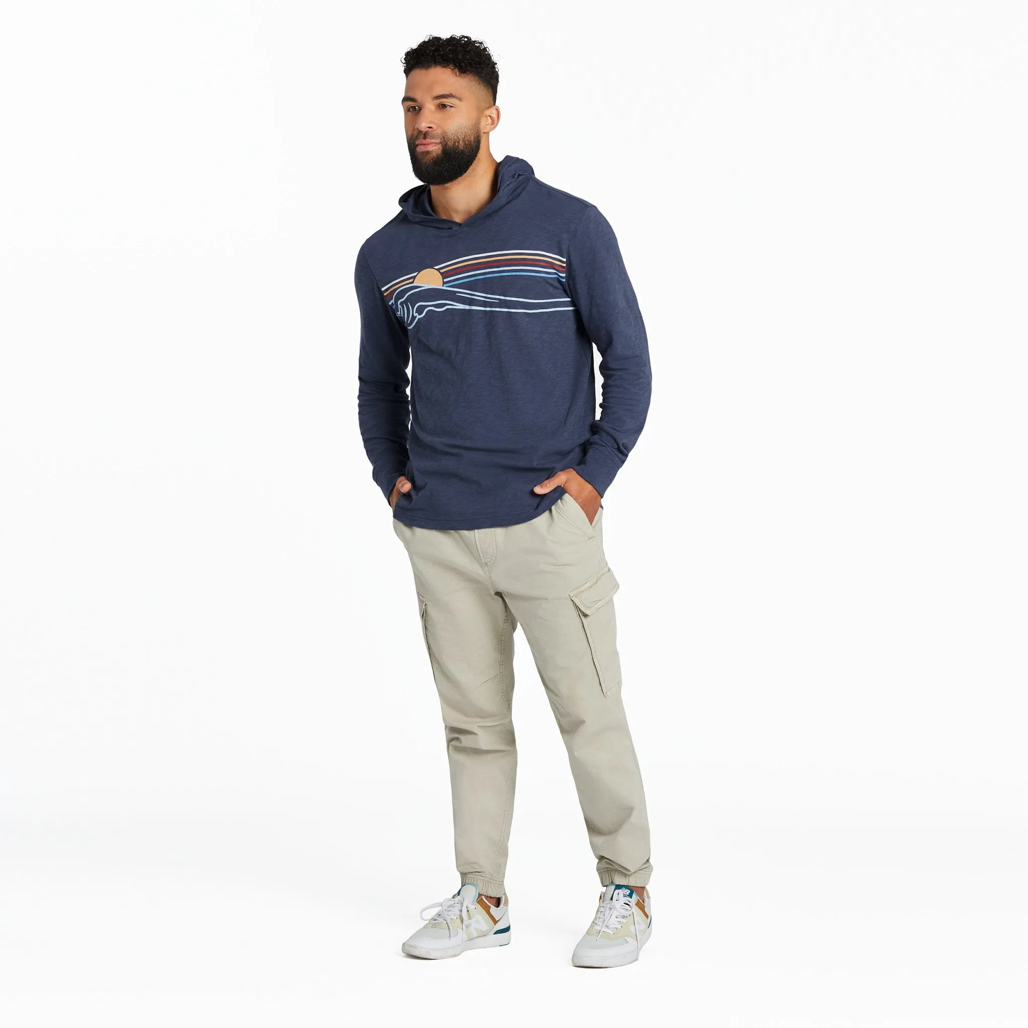 Men's Wave Stripe Textured Slub Hoodie Life is Good