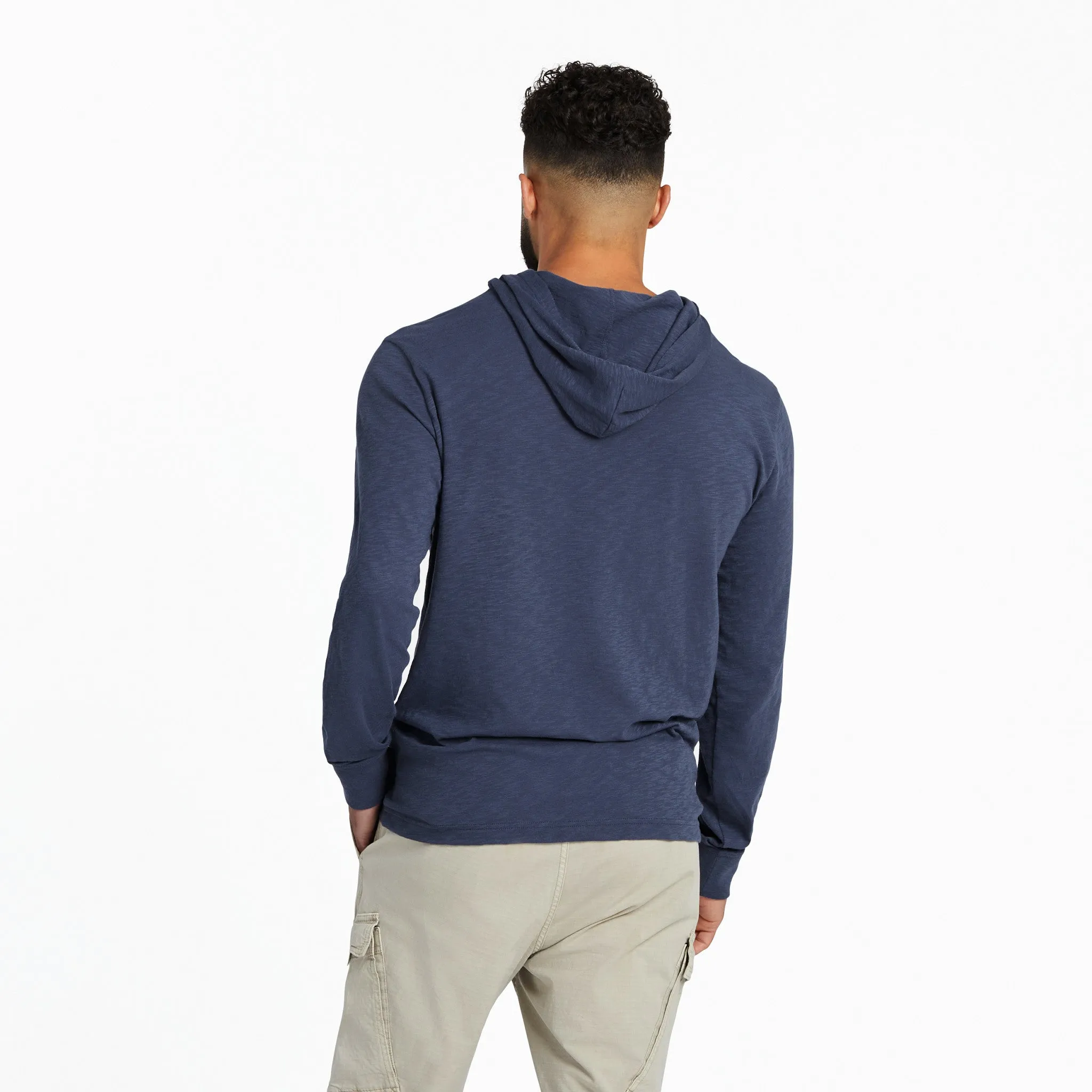Men's Wave Stripe Textured Slub Hoodie Life is Good