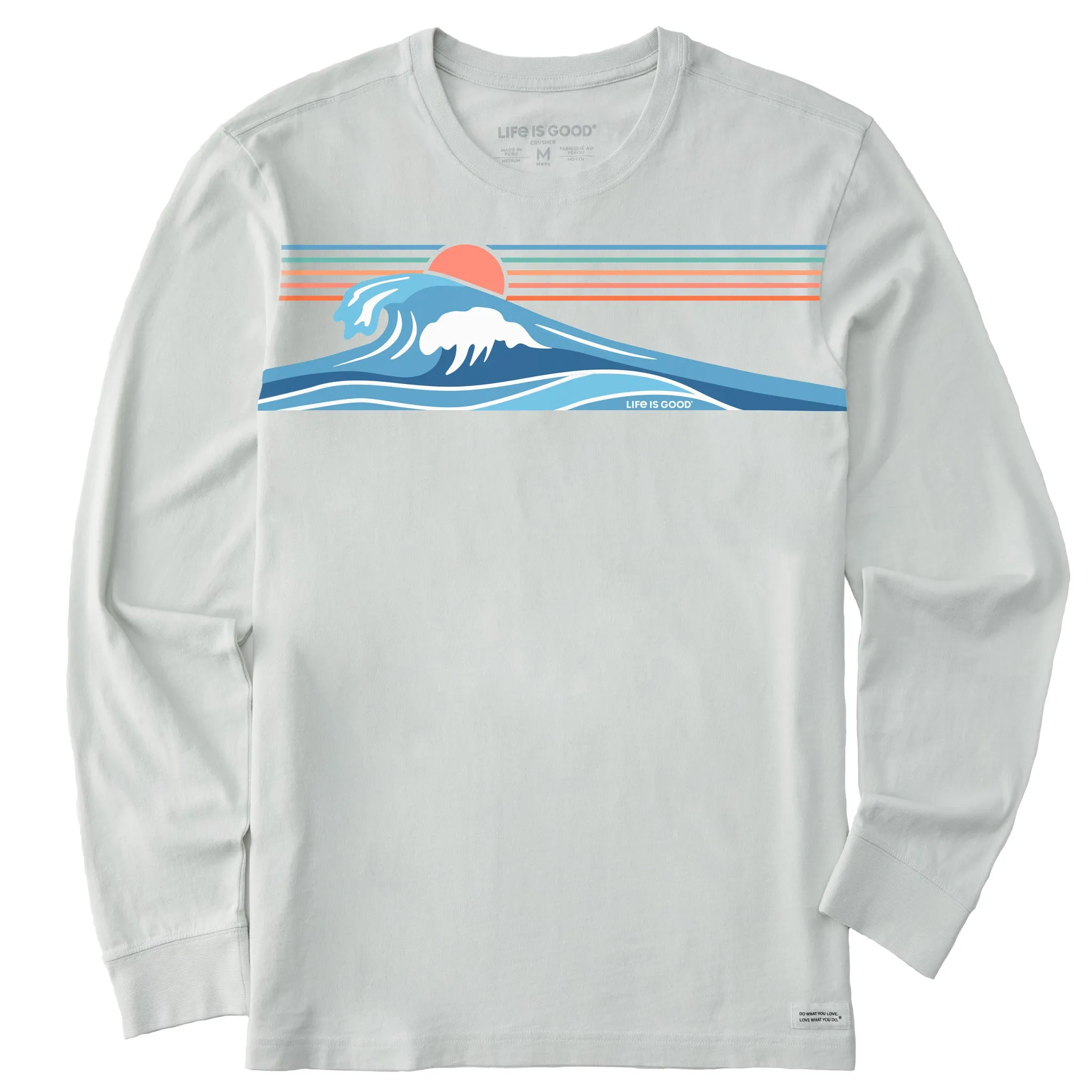 Men's Wavy Stripes Long Sleeve Crusher-LITE Tee Life is Good