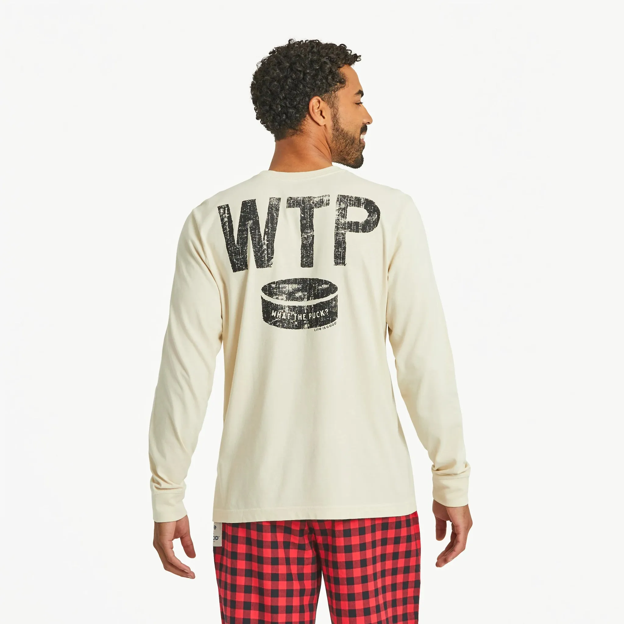 Men's What The Puck Long Sleeve Crusher Tee Life is Good
