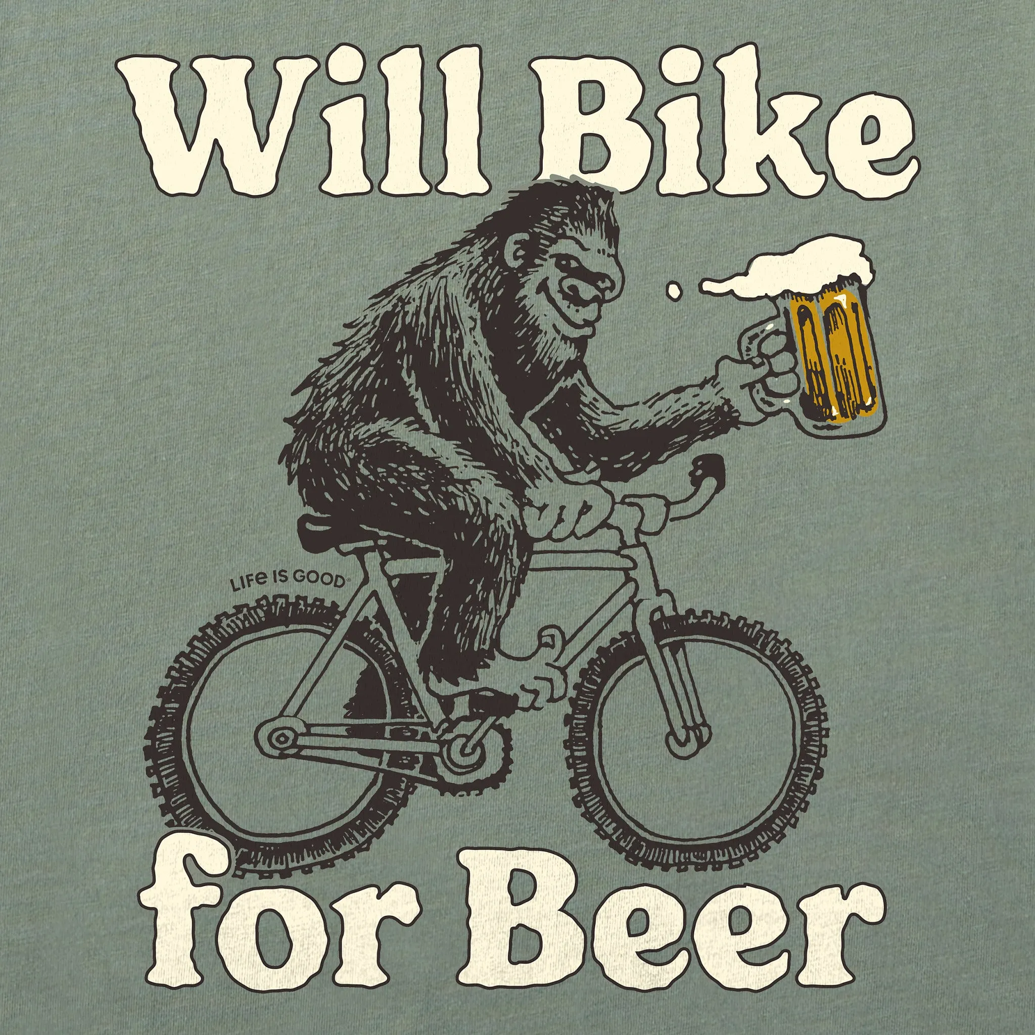 Men's Will Bike for Beer Short Sleeve Crusher Tee Life is Good
