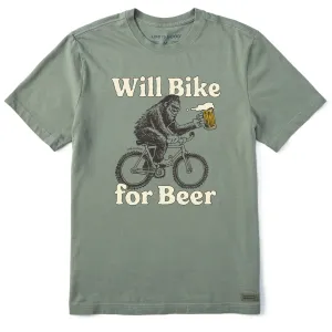 Men's Will Bike for Beer Short Sleeve Crusher Tee Life is Good