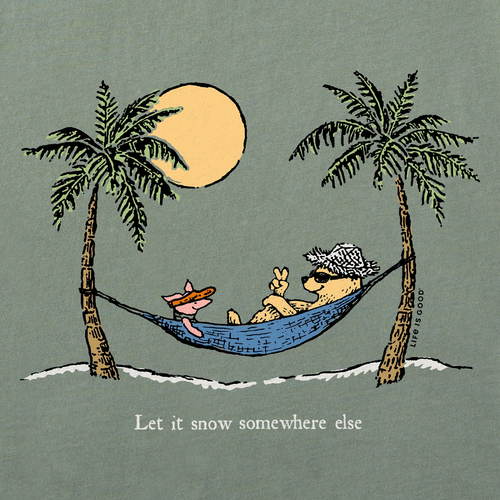 Men's Winnie Hammock Let it Snow Somewhere Else Long Sleeve Crusher Tee Life is Good