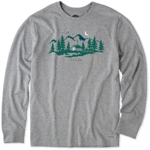 Men's Winter Cabin Log On Long Sleeve Crusher Tee Life is Good