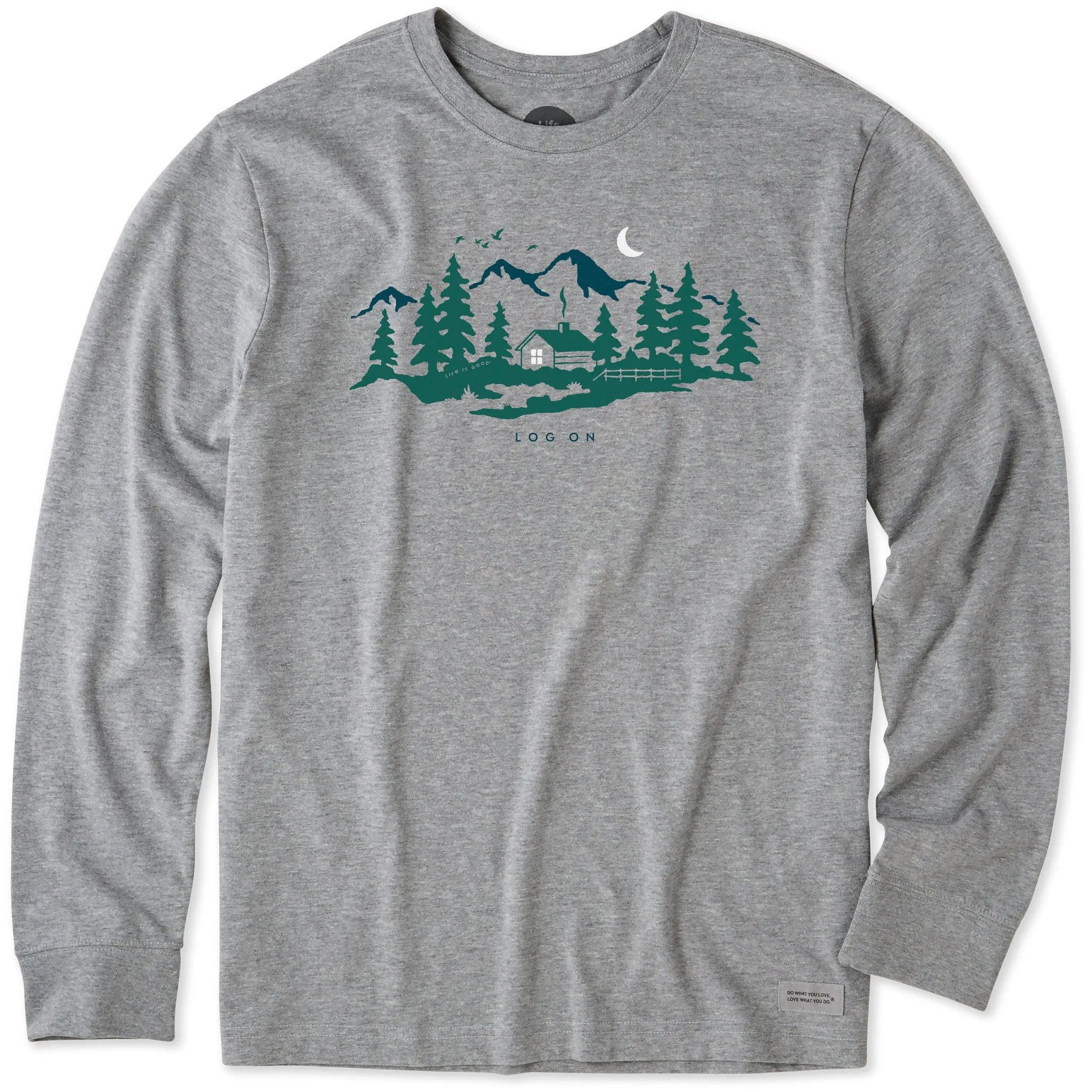 Men's Winter Cabin Log On Long Sleeve Crusher Tee Life is Good