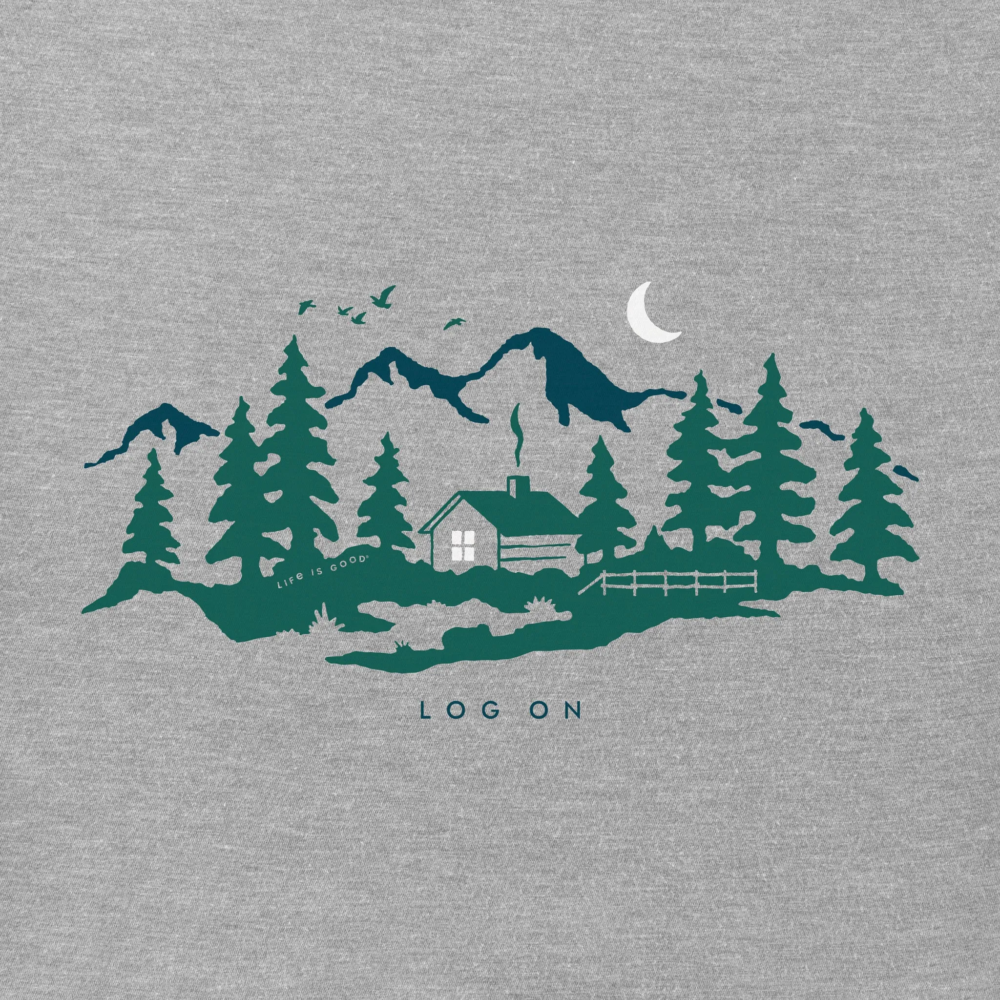 Men's Winter Cabin Log On Long Sleeve Crusher Tee Life is Good