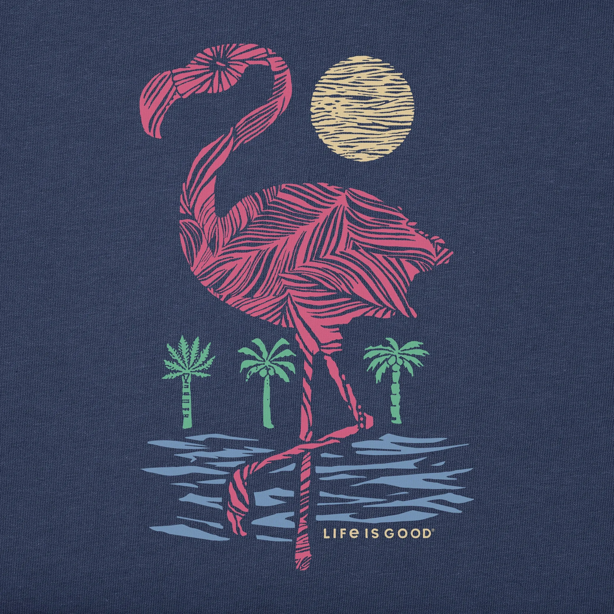 Men's Woodblock Flamingo Short Sleeve Tee Life is Good