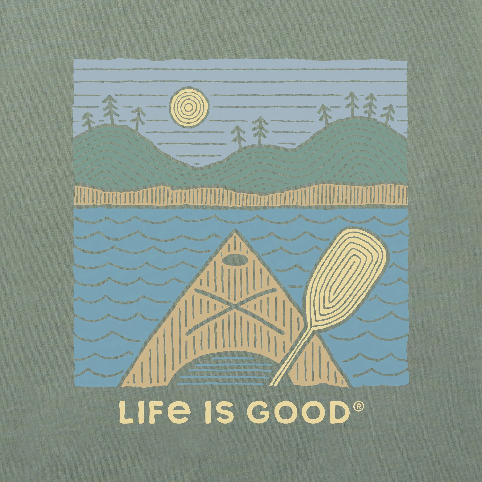 Men's Woodblock Kayak Short Sleeve Tee Life is Good