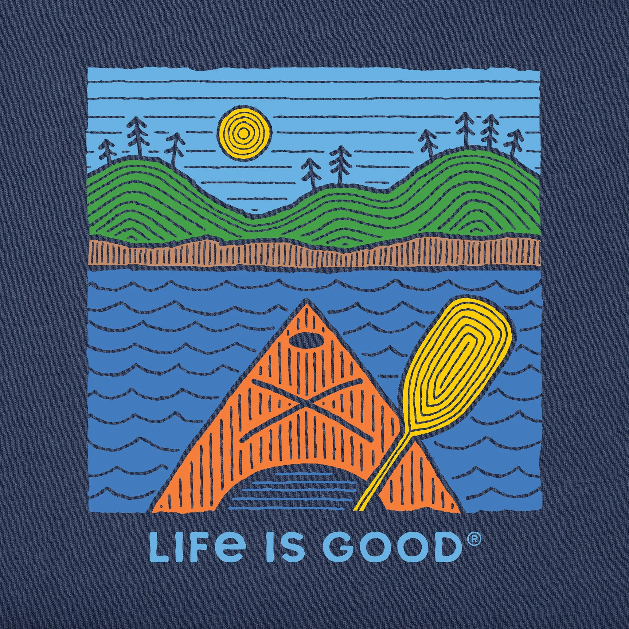 Men's Woodblock Kayak Short Sleeve Tee Life is Good