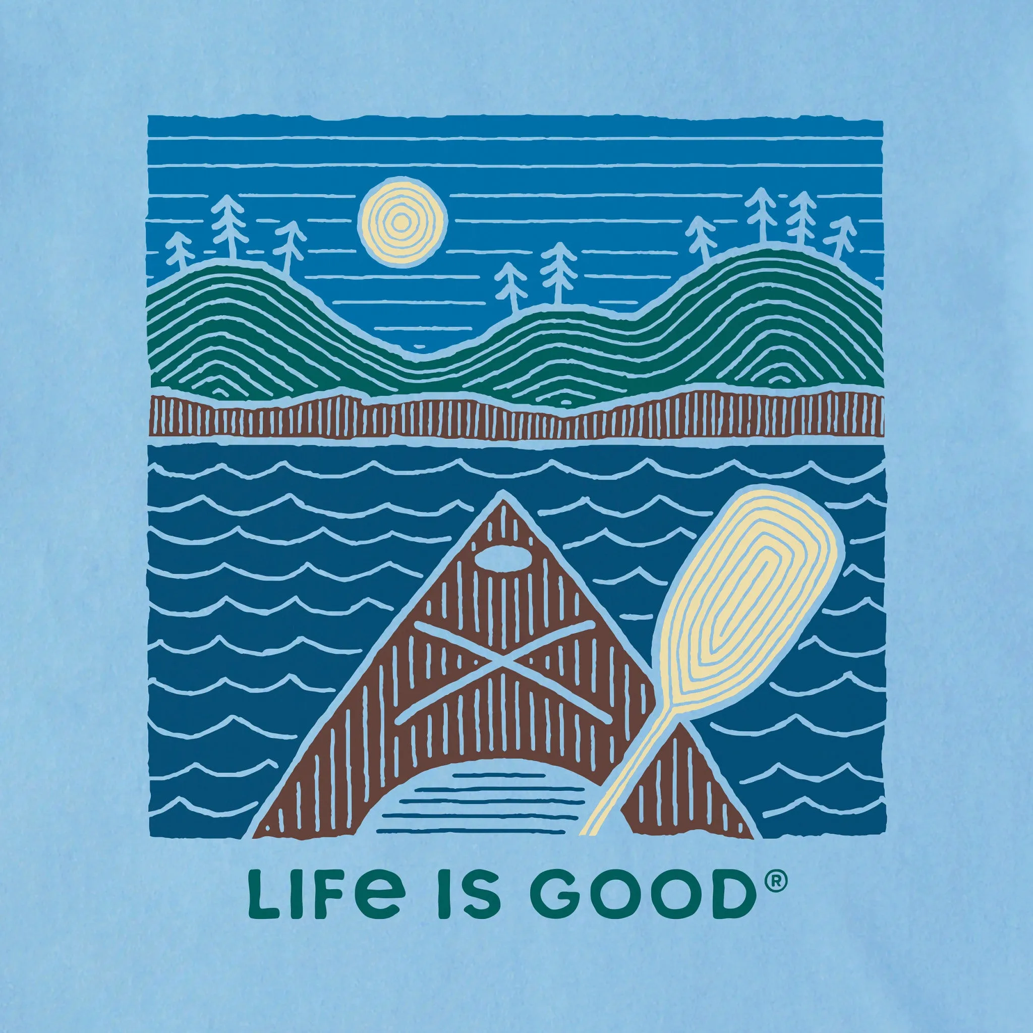 Men's Woodblock Kayak Short Sleeve Tee Life is Good
