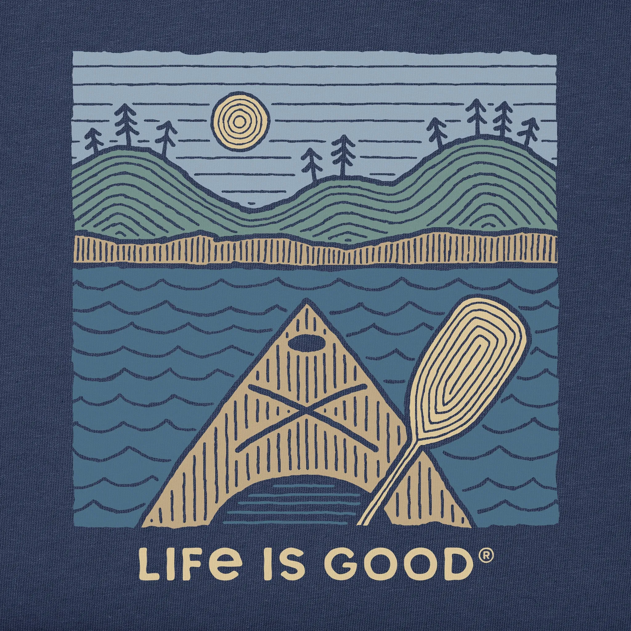 Men's Woodblock Kayak Short Sleeve Tee Life is Good