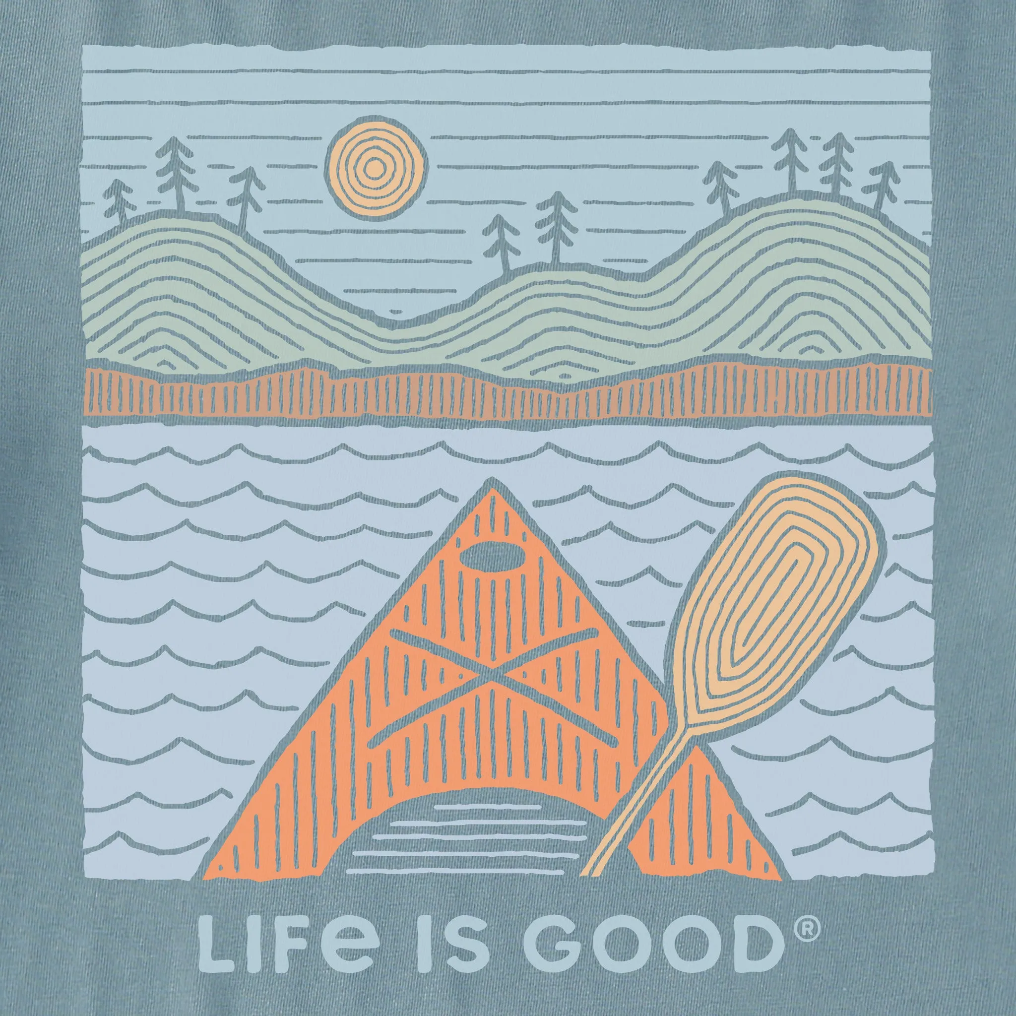 Men's Woodblock Kayak Short Sleeve Tee Life is Good