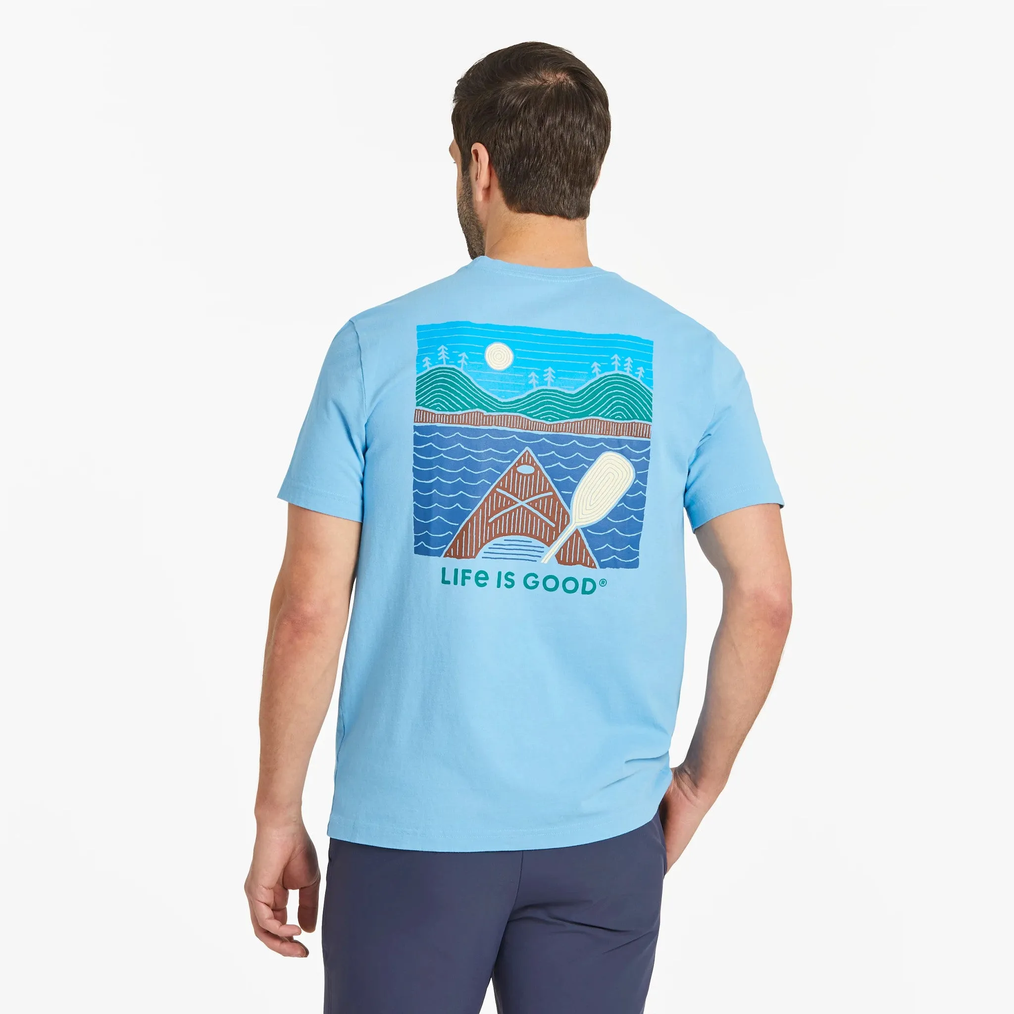 Men's Woodblock Kayak Short Sleeve Tee Life is Good