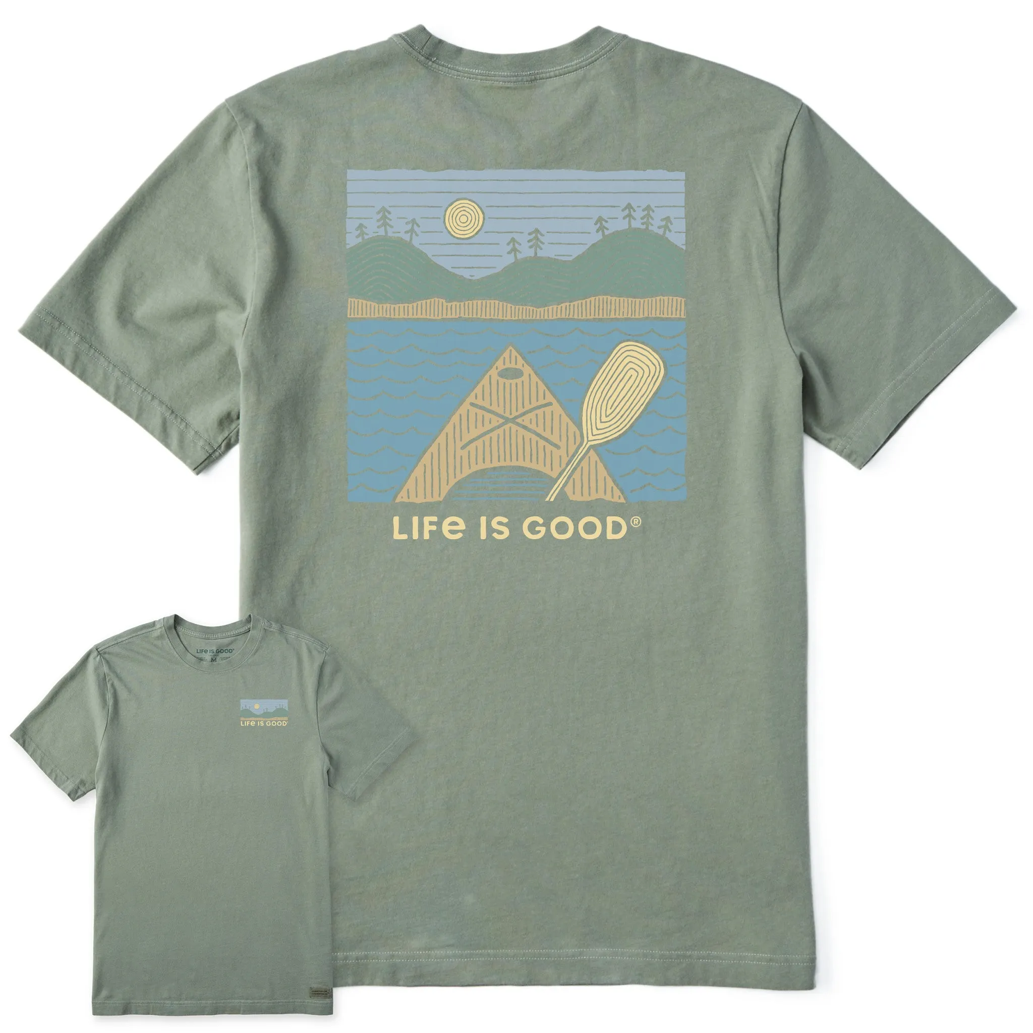 Men's Woodblock Kayak Short Sleeve Tee Life is Good