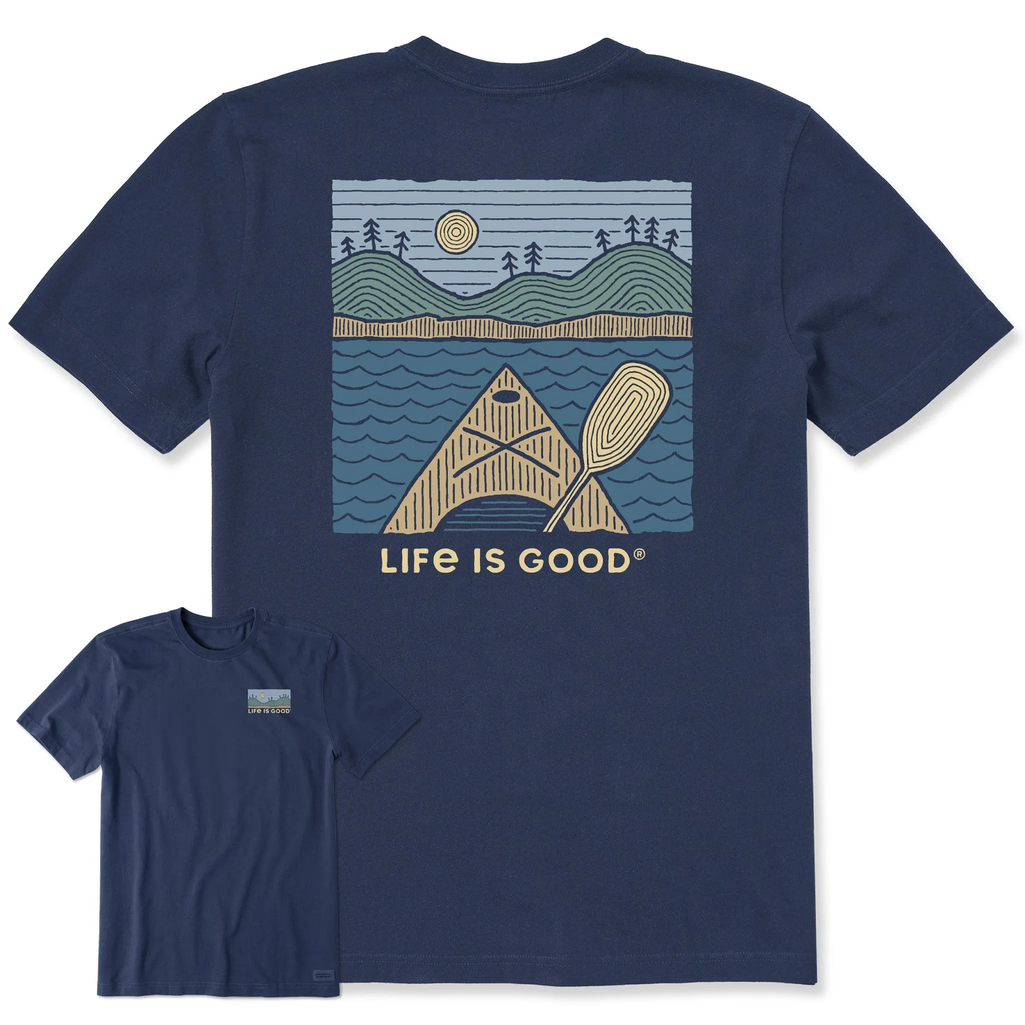 Men's Woodblock Kayak Short Sleeve Tee Life is Good