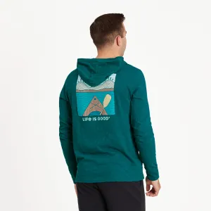 Men's Woodblock Kayak Textured Slub Hoodie Life is Good