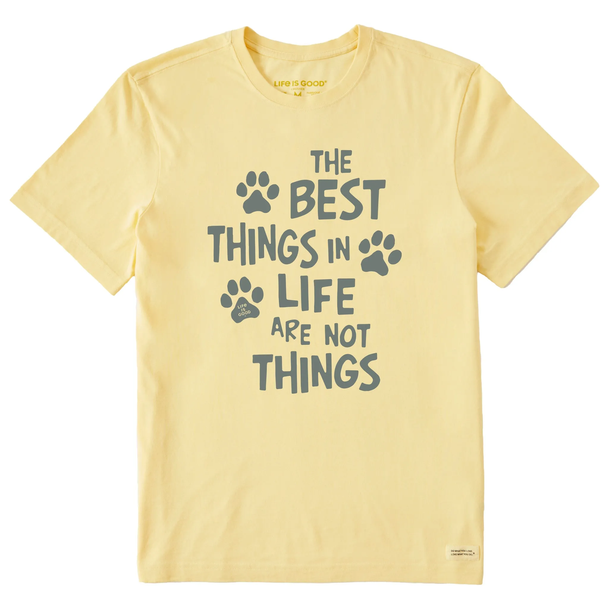 Men's Wordsmith Best Things in Life Paws Short Sleeve Crusher Tee Life is Good
