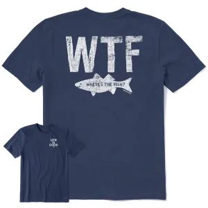 Men's WTF Where's the Fish Short Sleeve Crusher Tee Life is Good