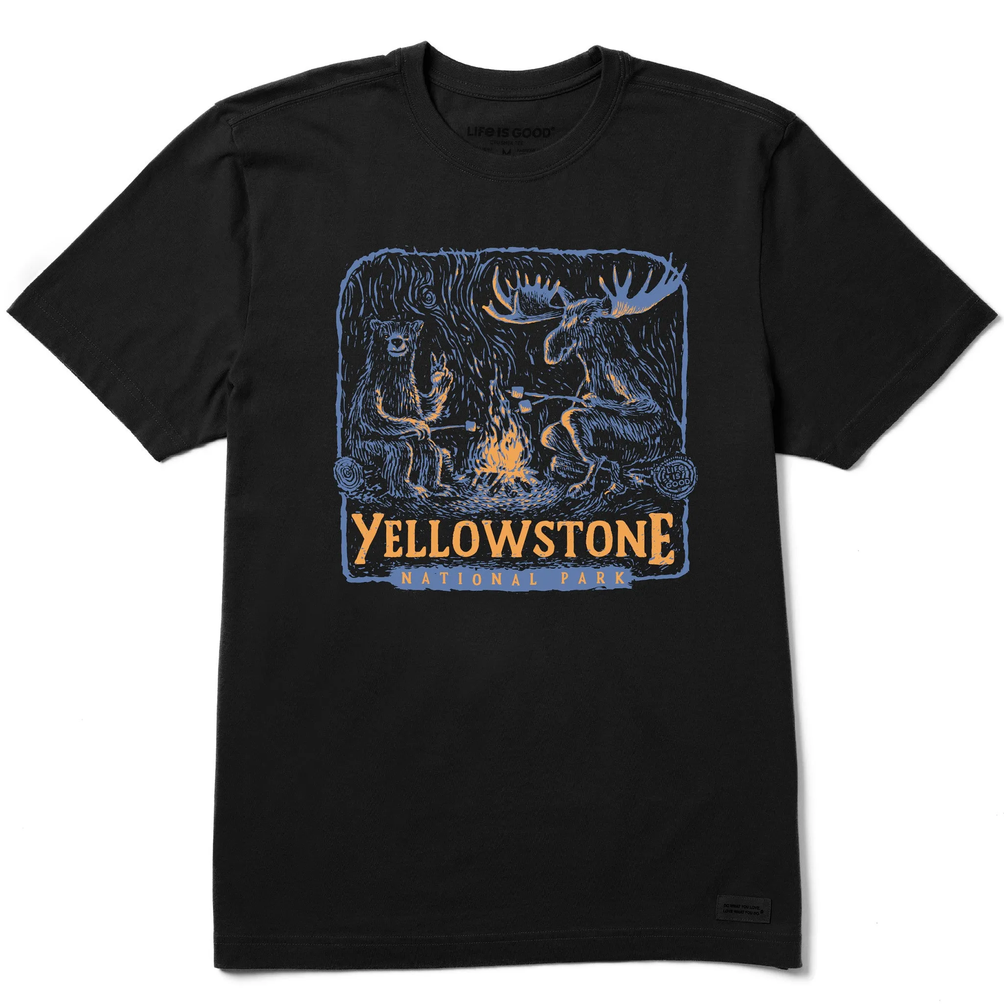Men's Yellowstone Bear and Moose Camp Scene Short Sleeve Crusher Tee Life is Good