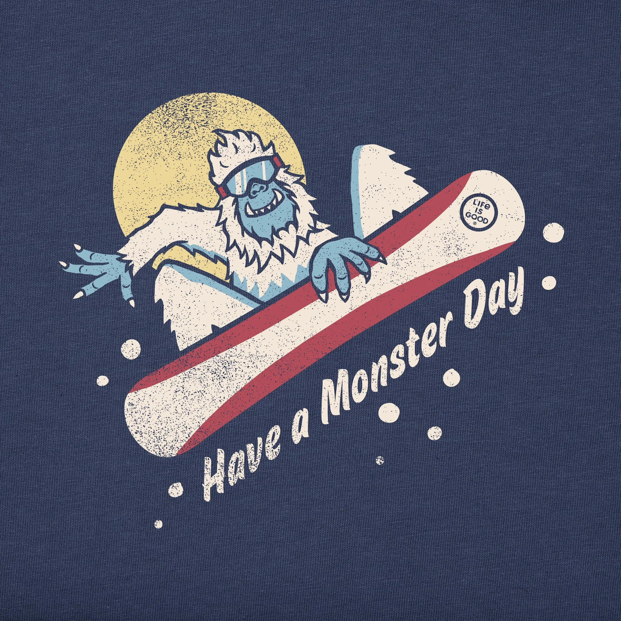 Men's Yeti Snowboard Monster Day Long Sleeve Crusher Tee Life is Good