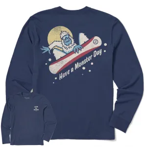 Men's Yeti Snowboard Monster Day Long Sleeve Crusher Tee Life is Good