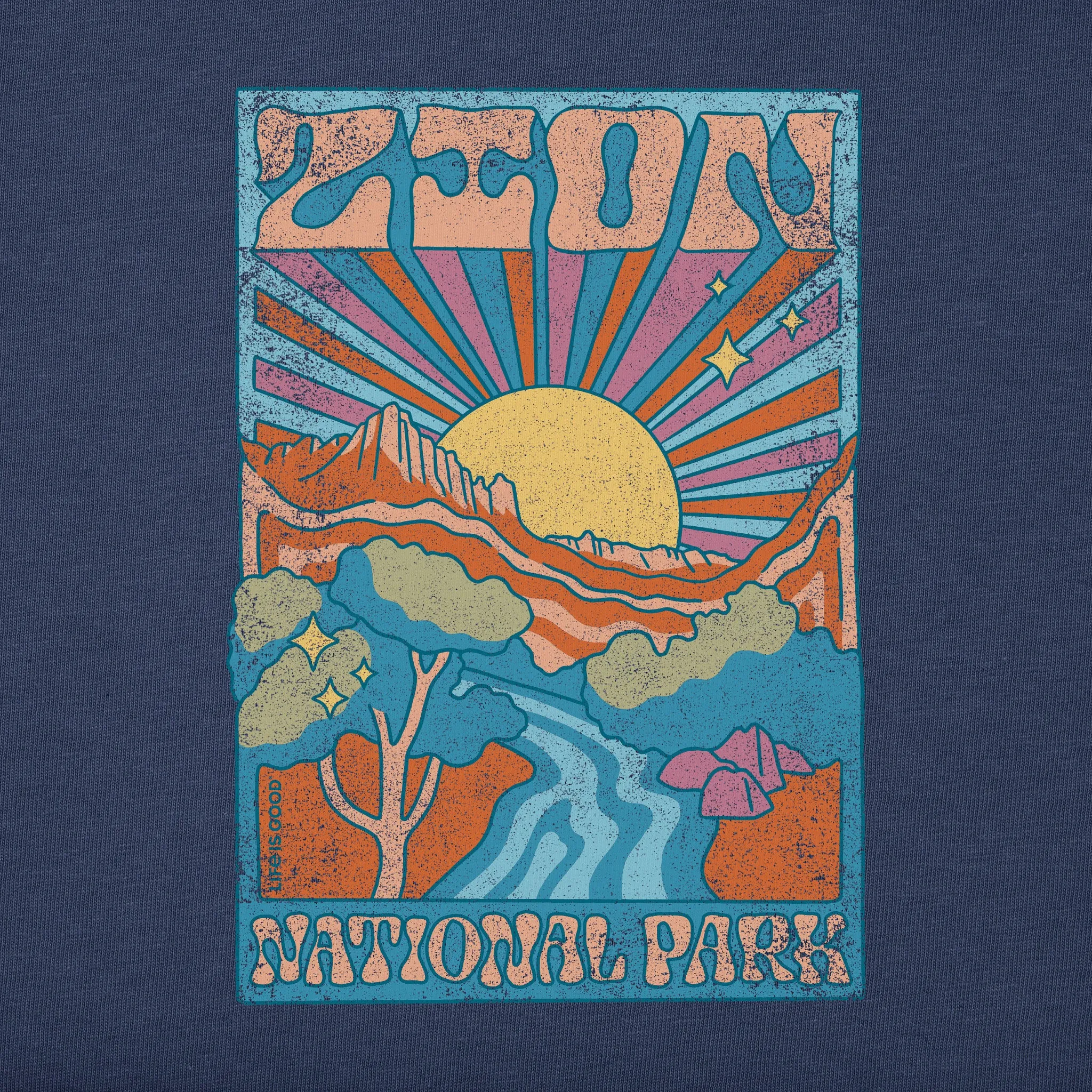 Men's Zion National Park Psychedelic Scene Short Sleeve Crusher Tee Life is Good