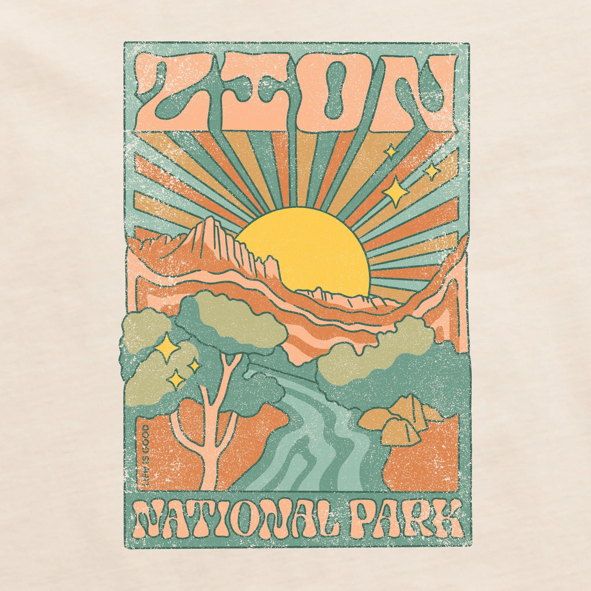 Men's Zion National Park Psychedelic Scene Short Sleeve Crusher Tee Life is Good
