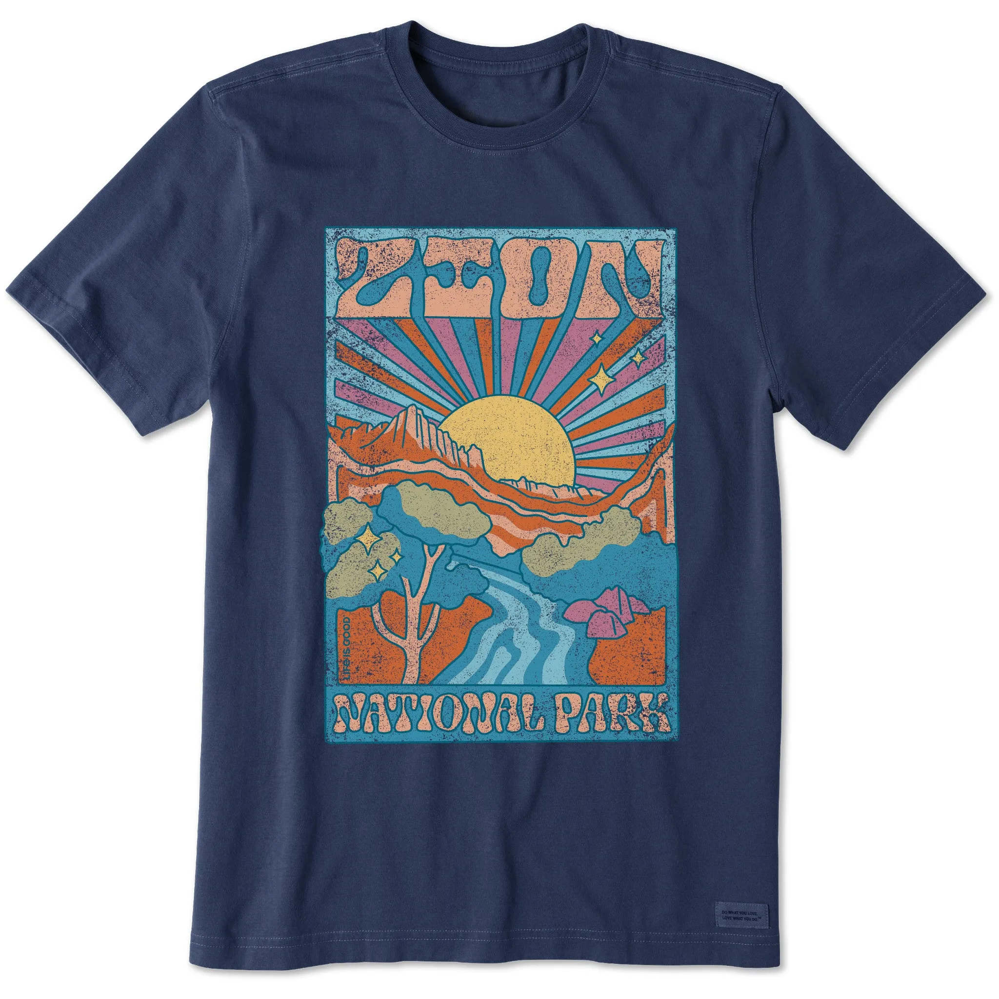 Men's Zion National Park Psychedelic Scene Short Sleeve Crusher Tee Life is Good