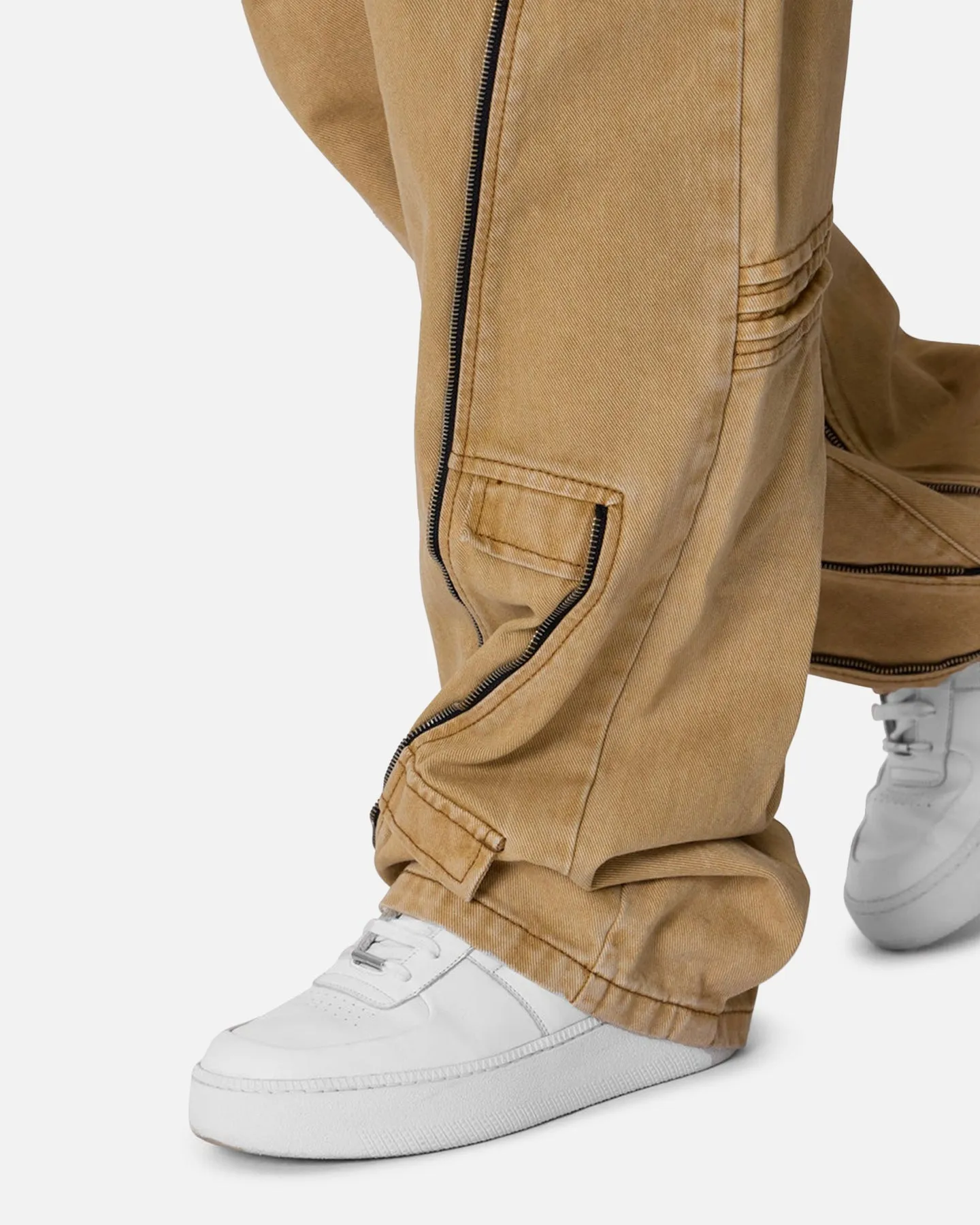 MNML Ultra Baggy Grid Lock Denim Pants Brown