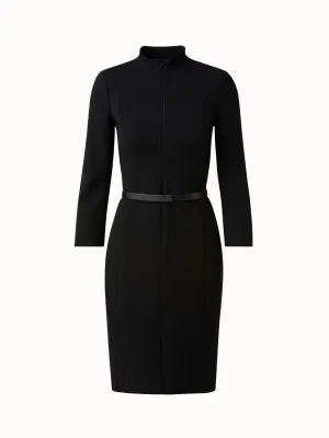 Mock Neck Wool Double-Face Dress 