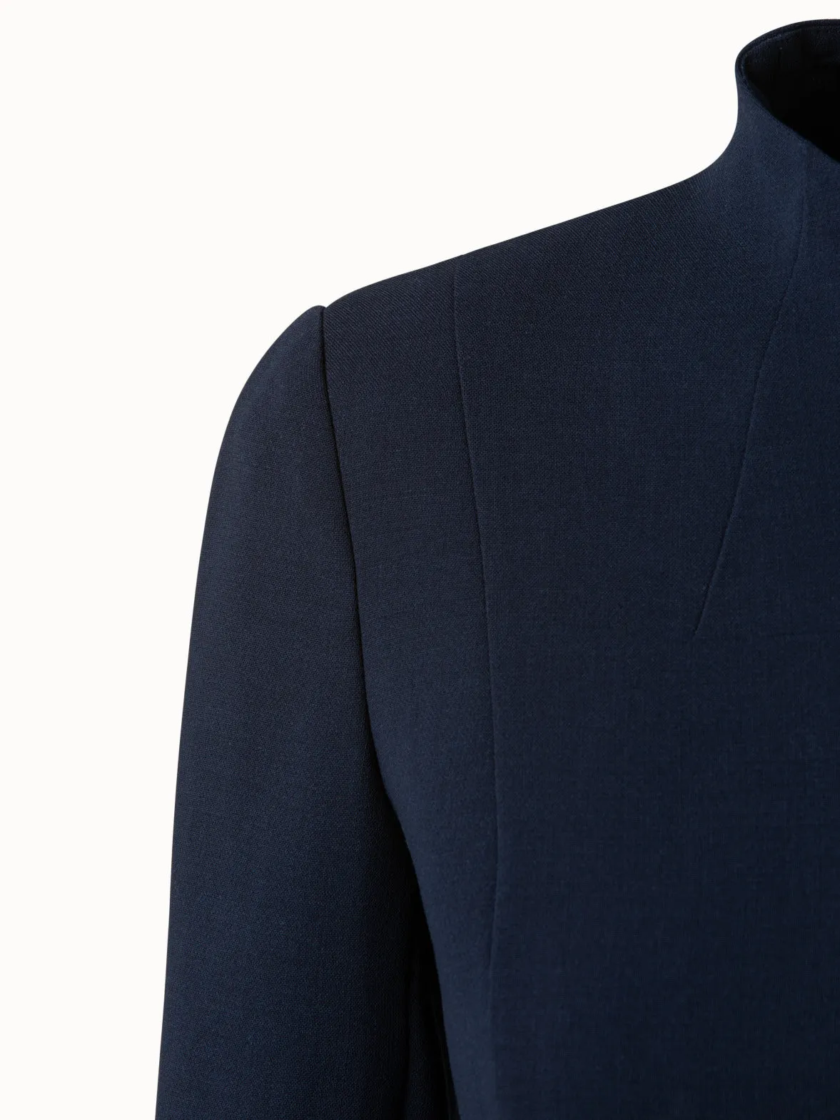 Mock Neck Wool Double-Face Dress 