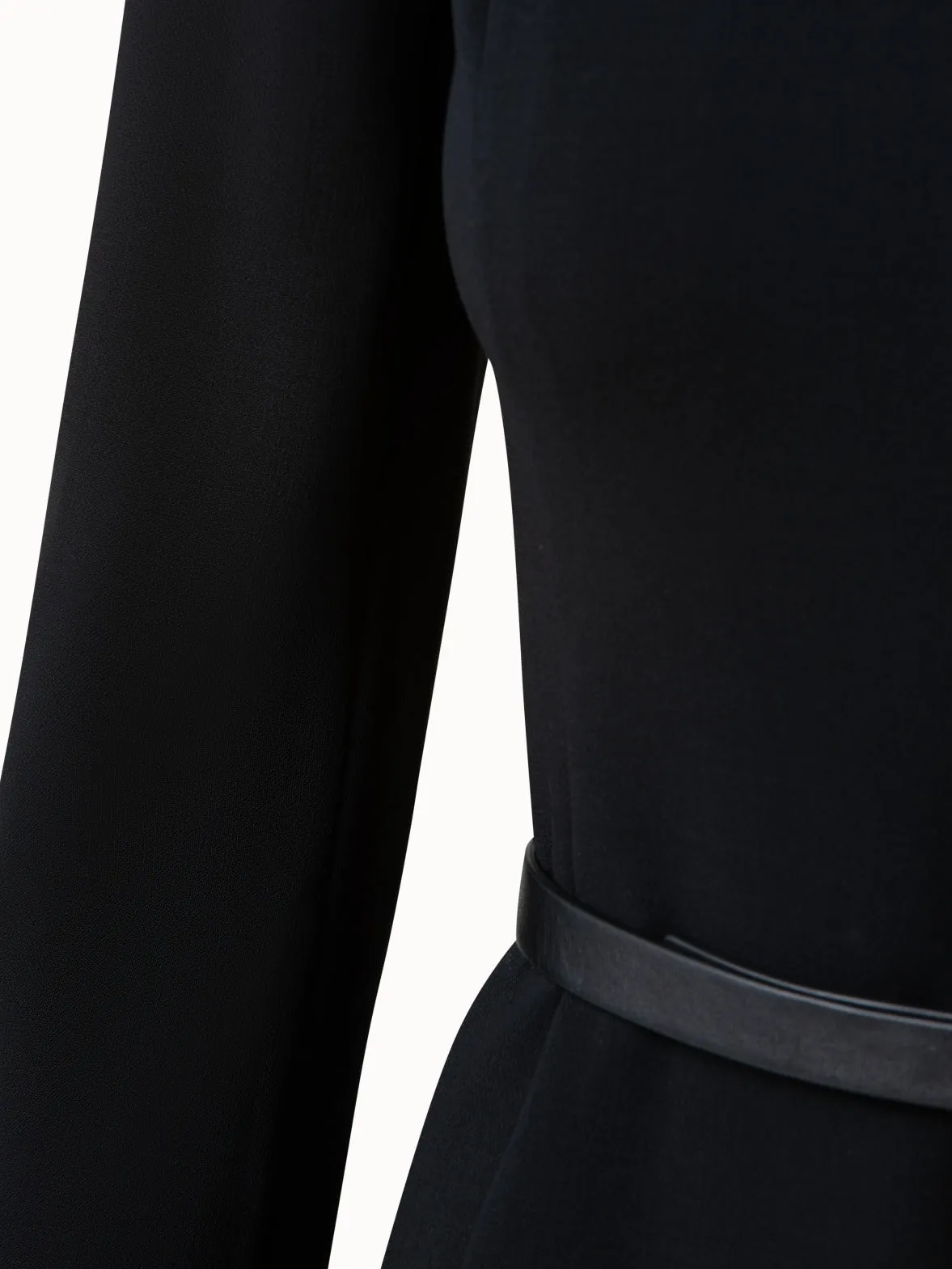 Mock Neck Wool Double-Face Dress 