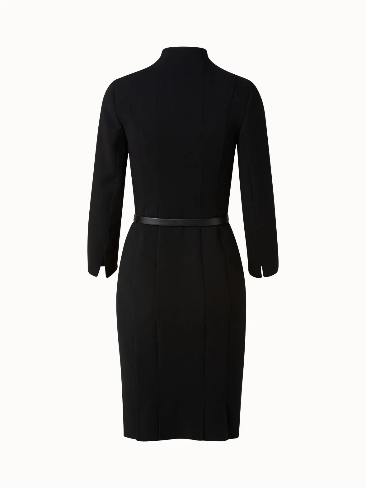 Mock Neck Wool Double-Face Dress 