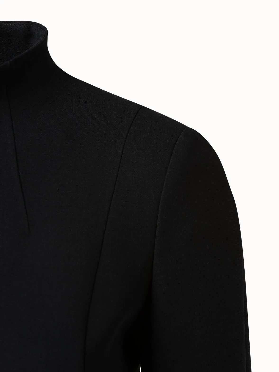 Mock Neck Wool Double-Face Dress 