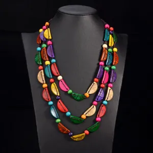 Multi Layer Wood Beads Statement Necklace Anna Kay Co