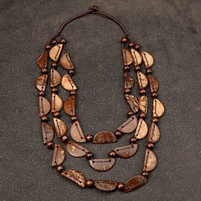 Multi Layer Wood Beads Statement Necklace Anna Kay Co