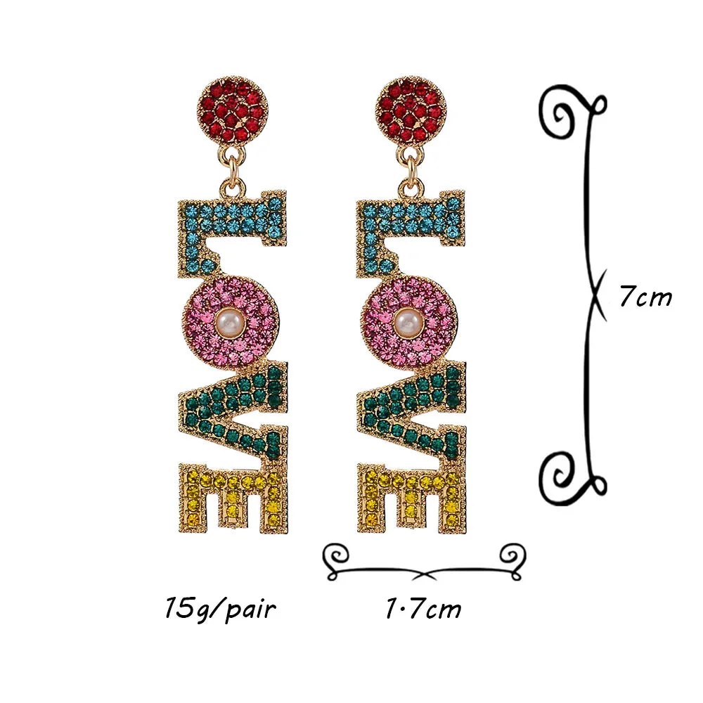 Multicolor LOVE Letters Pendant Earrings Anna Kay Co