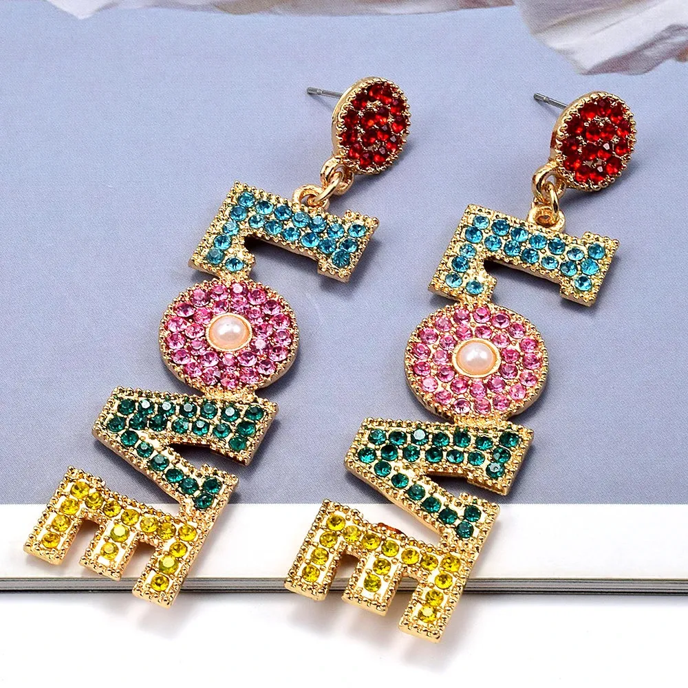 Multicolor LOVE Letters Pendant Earrings Anna Kay Co