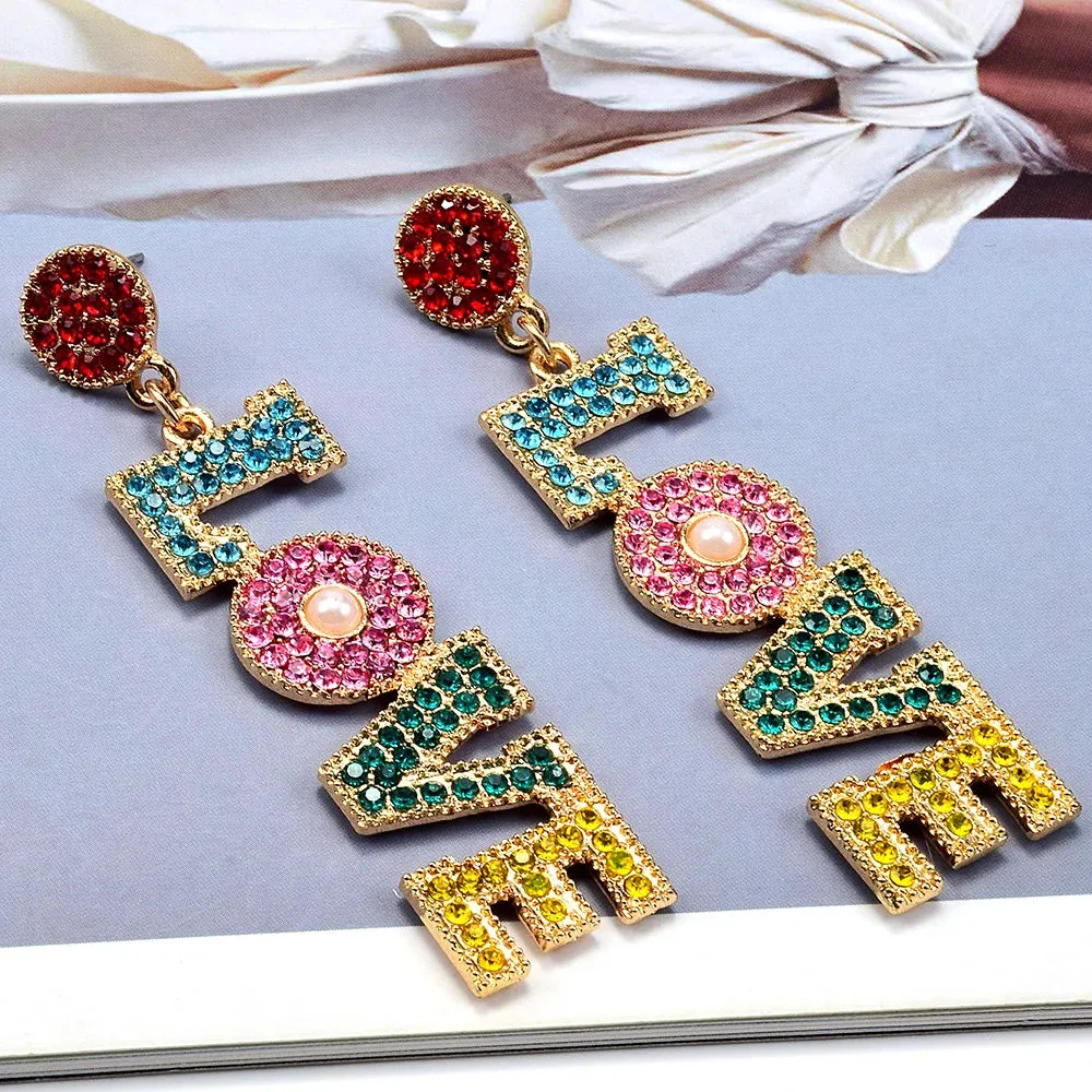 Multicolor LOVE Letters Pendant Earrings Anna Kay Co