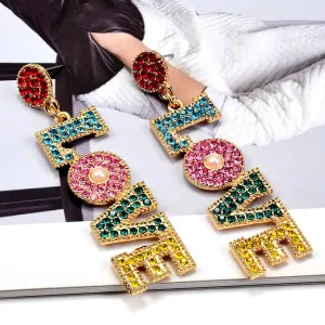 Multicolor LOVE Letters Pendant Earrings Anna Kay Co