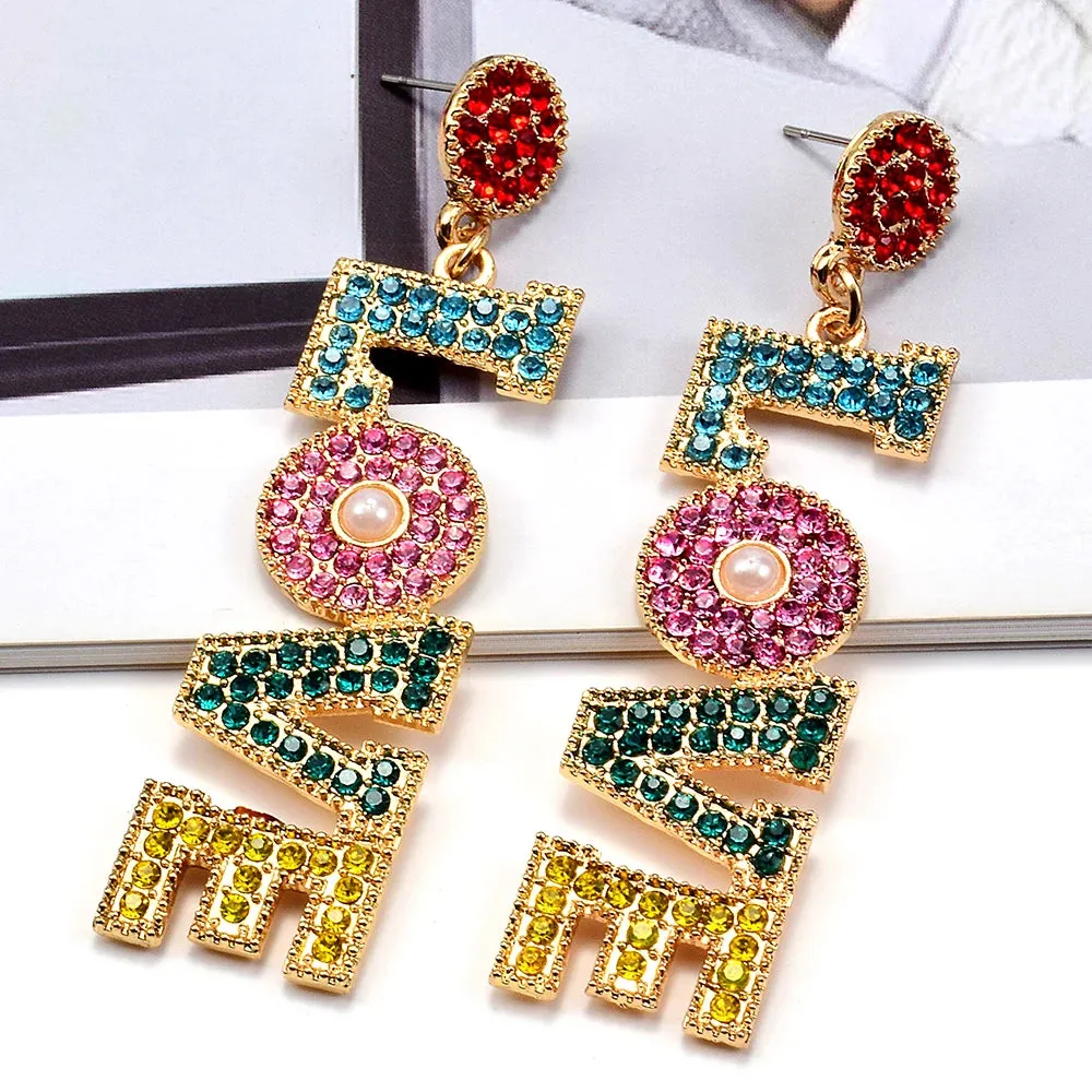 Multicolor LOVE Letters Pendant Earrings Anna Kay Co