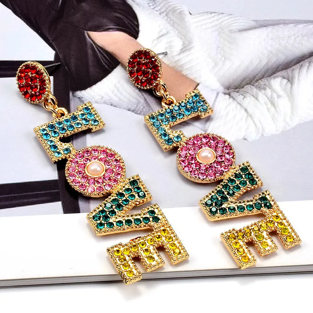 Multicolor LOVE Letters Pendant Earrings Anna Kay Co