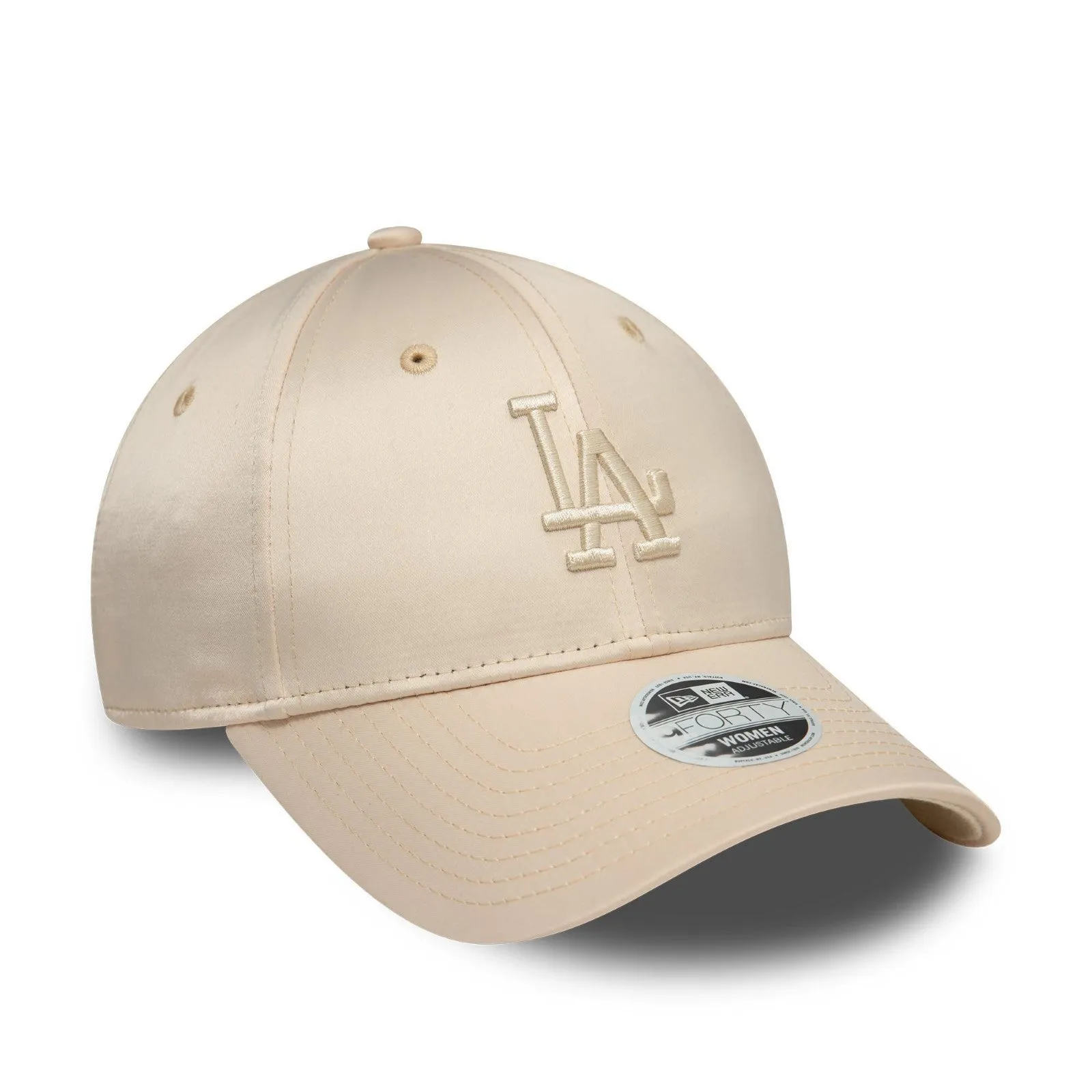 New Era Womens Los Angeles Dodgers 9FORTY Satin Baseball Cap - Light Beige - OSFM