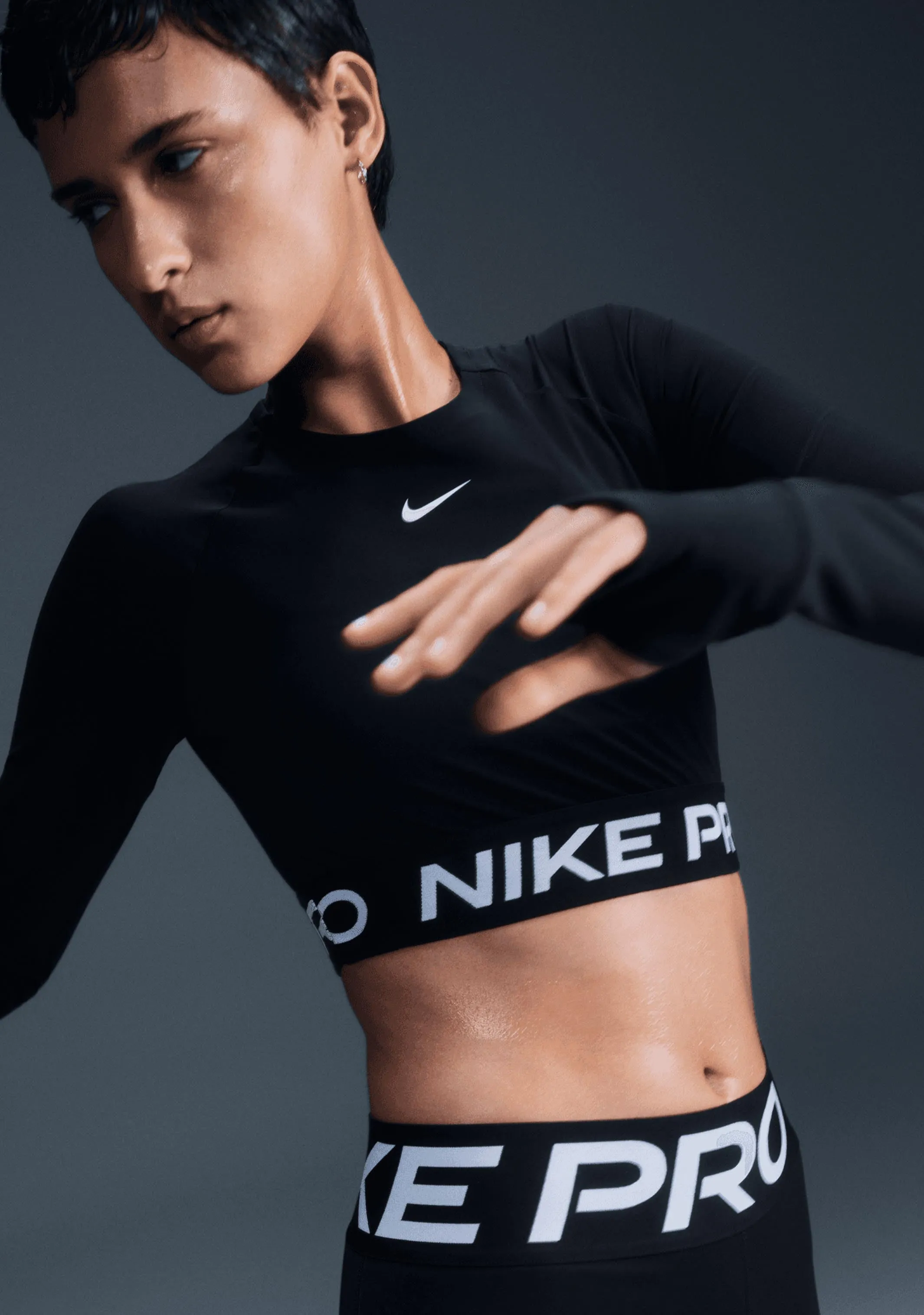 Nike Women's Pro Dri-Fit Cropped Long Sleeve Top