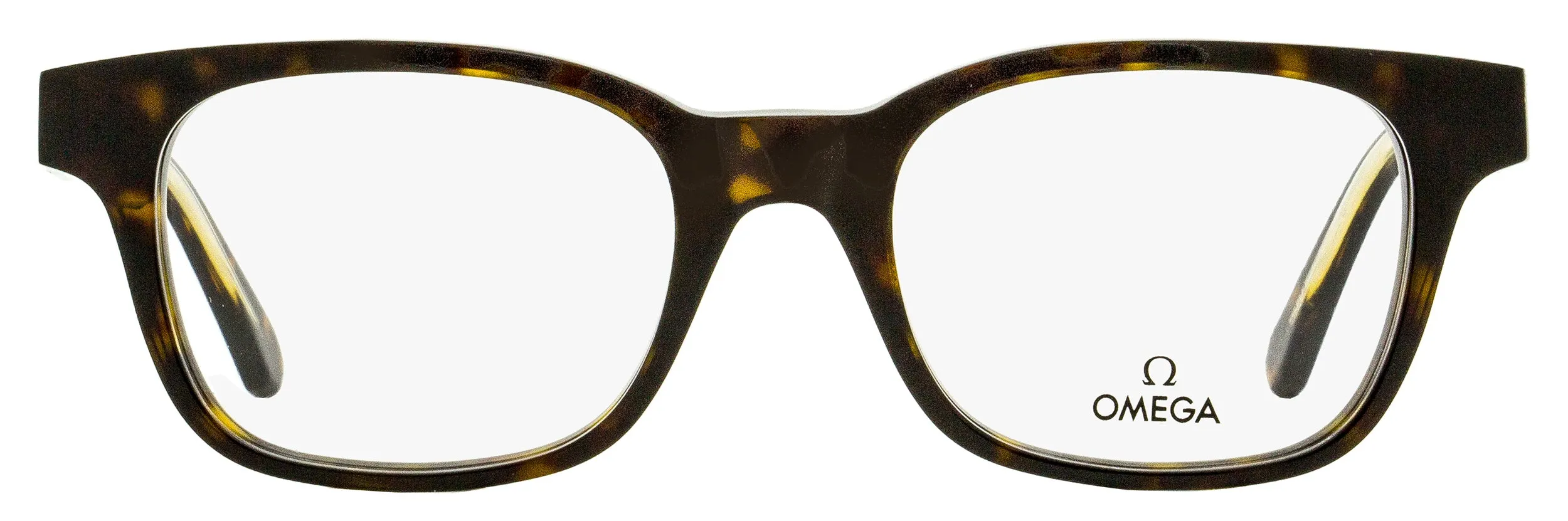 Omega Men's Rectangular Eyeglasses OM5004H 052 Dark Havana/Crystal 52mm