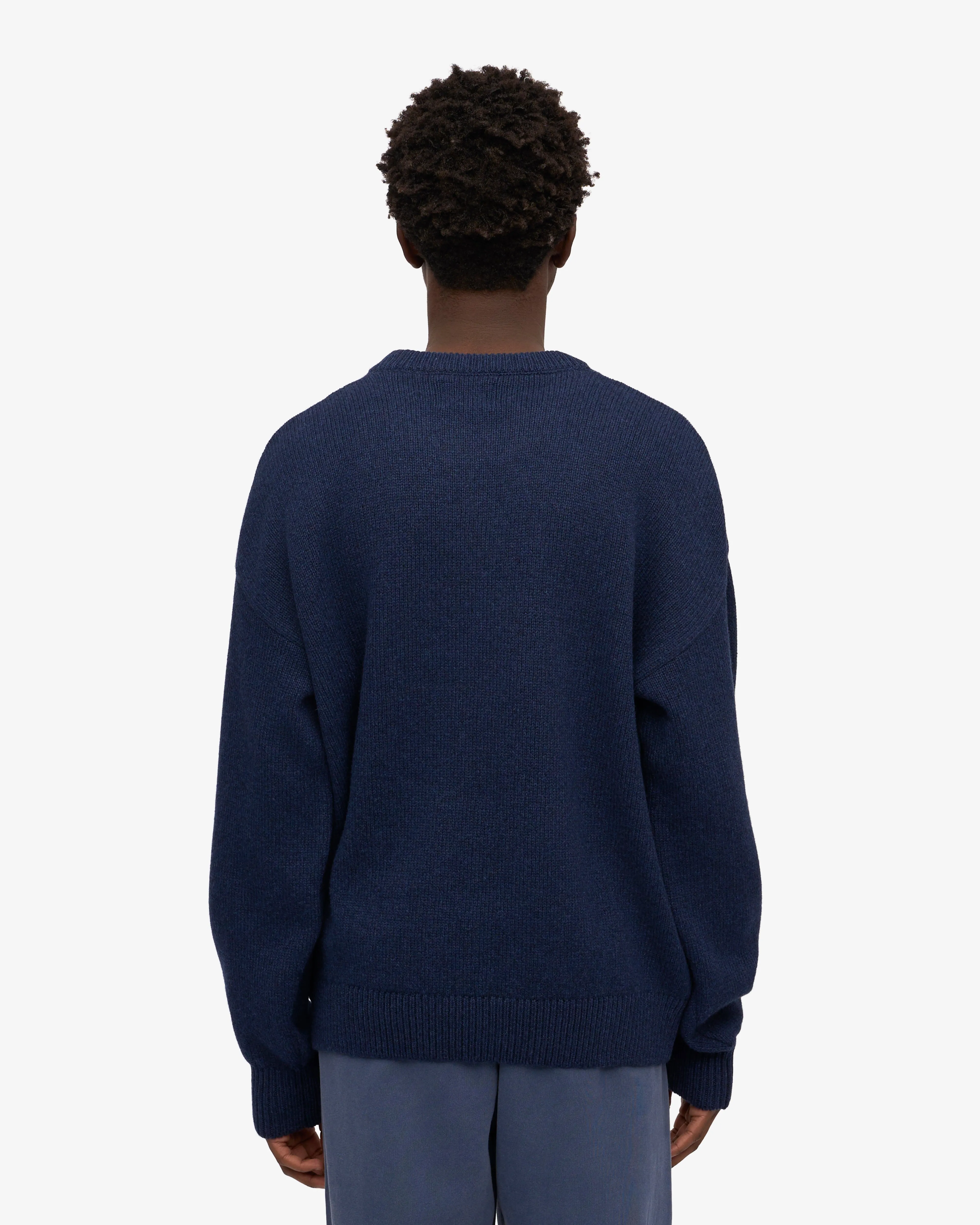 Oversized Merino Wool Crew - Marine Blue