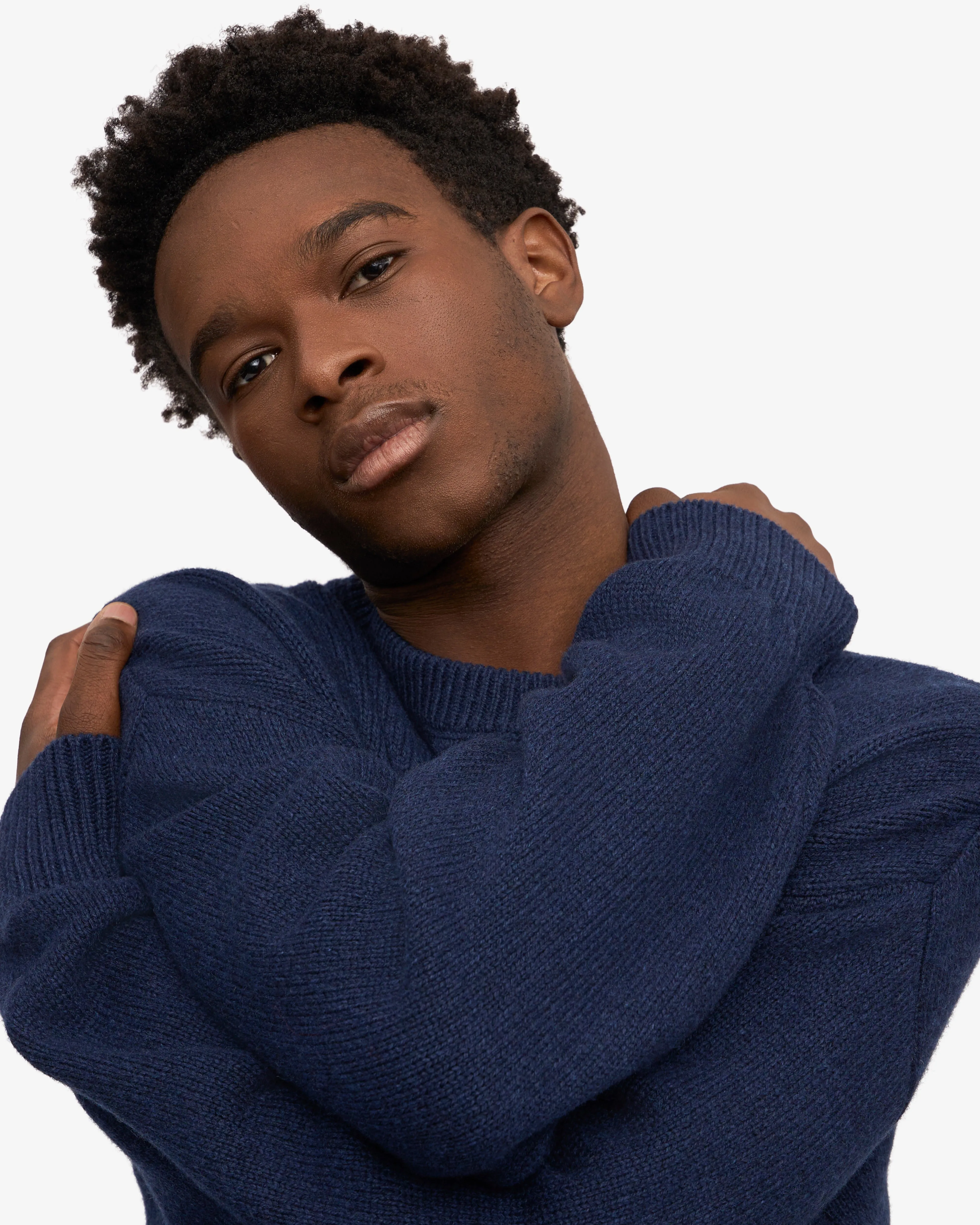 Oversized Merino Wool Crew - Marine Blue