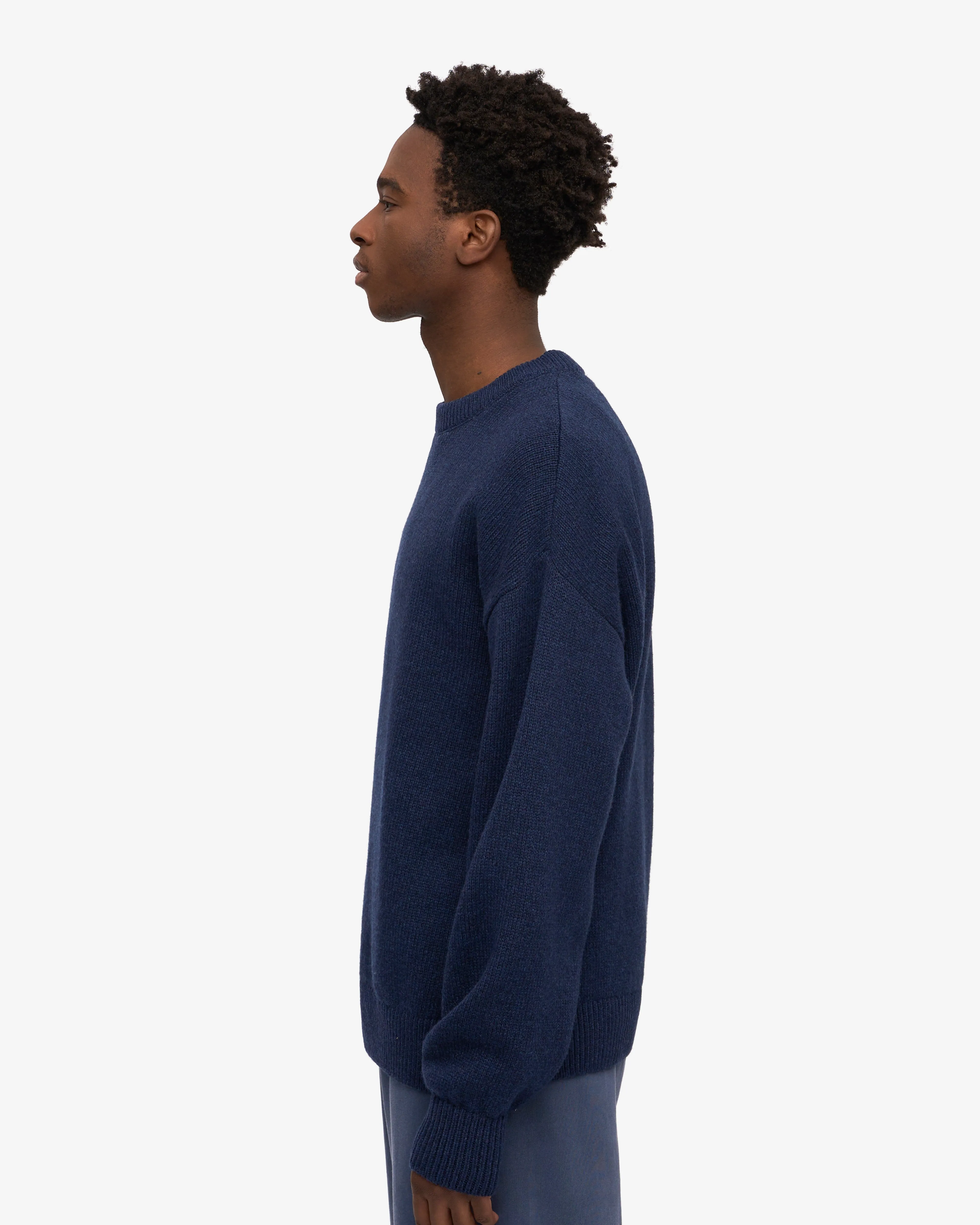 Oversized Merino Wool Crew - Marine Blue