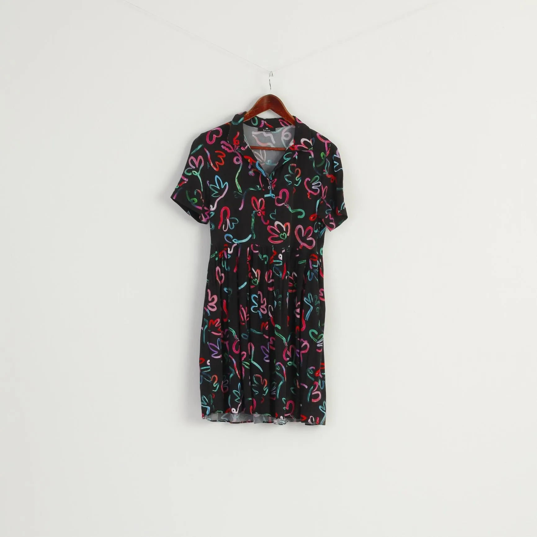 Paul Smith Women 42 S Mini Dress Black Viscose Summer Printed