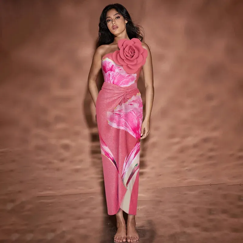 Pink Fashion Floral Print Two Piece Swimwear Anna Kay Co